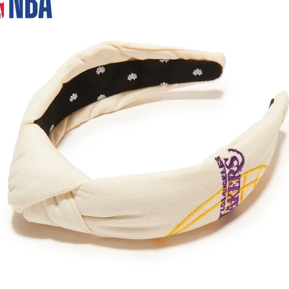 NWT LA LAKERS LELE SADOUGHI / NBA IVORY EMBROIDERED KNOTTED HEADBAND